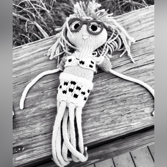 Handmade Knit Princess Seea Doll Octopusus Flamingo Raft Book Glasses OOAK Doll - Picture 13 of 16